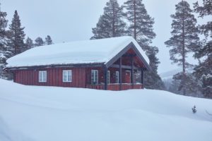 Utvendig Villmarkspanel brukt på hytte.